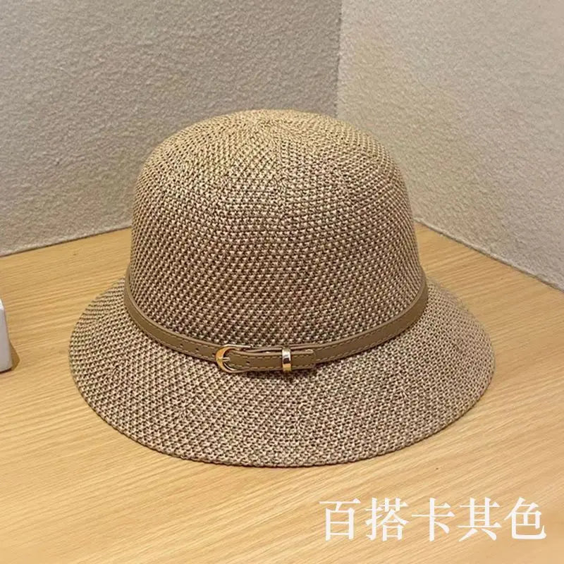 Chapéu estilo Bucket de palha feminino adulto