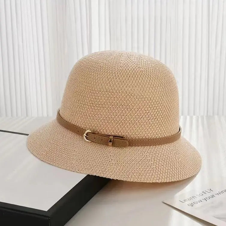 Chapéu estilo Bucket de palha feminino adulto