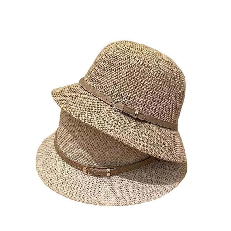 Chapéu estilo Bucket de palha feminino adulto